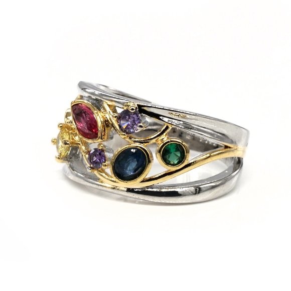 Multi color stone ring . - Picture 2 of 4